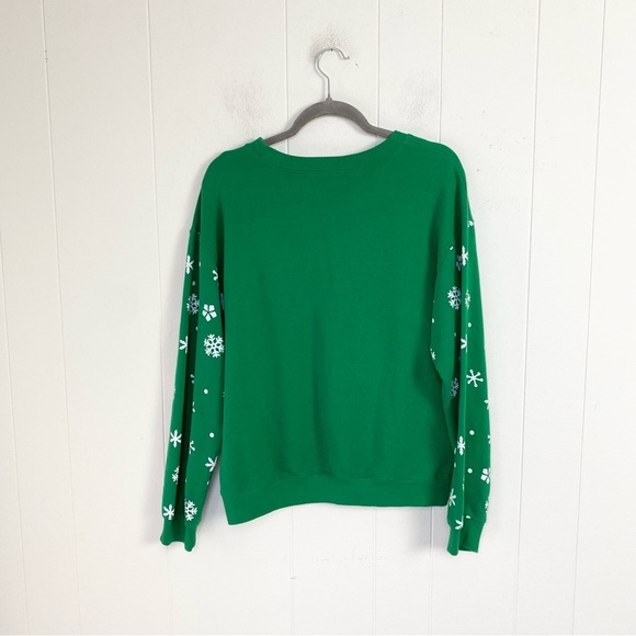 Fa La La La Llama Ugly Christmas Sweatshirt Crewneck Green Medium 7-9 Juniors - Picture 2 of 9